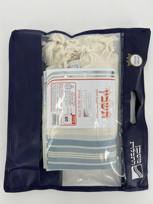 Mishkan HaTekhelet Wool Tallit–Sephardi Style–Hand-Spun Thick Strings – 100% Wool - VeAhavta Judaica