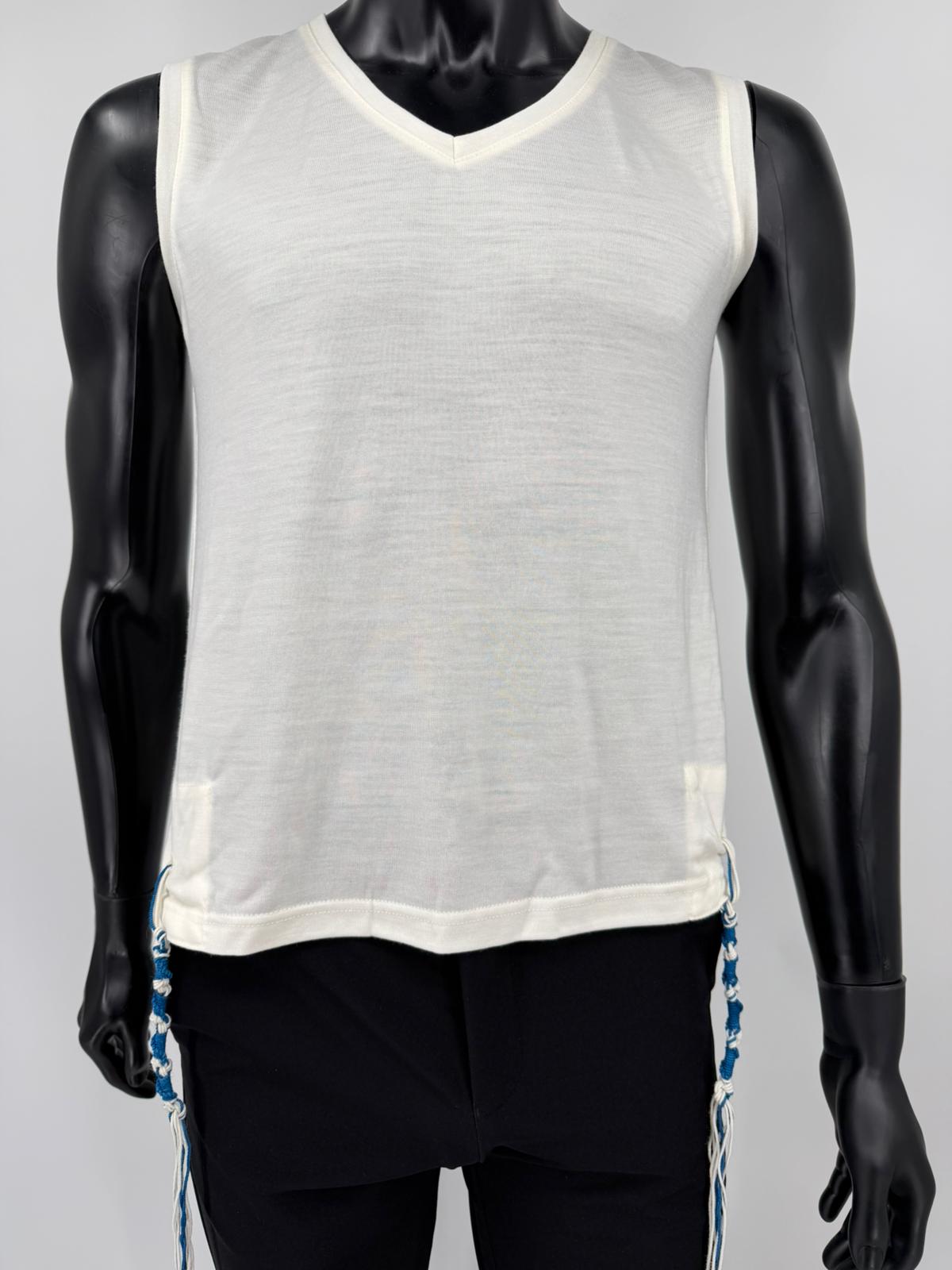 Wool V-Neck Tzitzit T-Shirt - Hand-spun