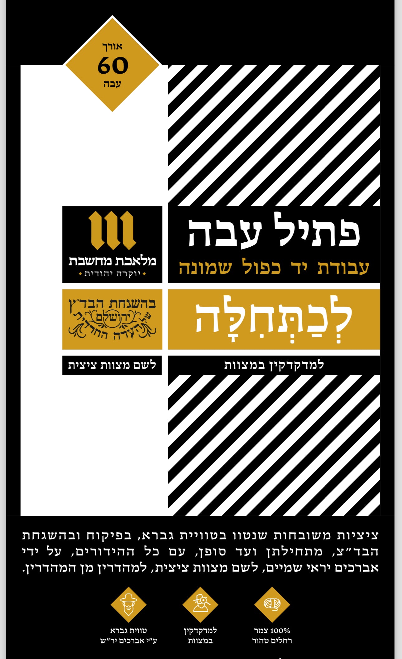 Packaging for Ptil Tzitzit Hand-Spun Strings indicating the product is certified for kashrut and halacha.