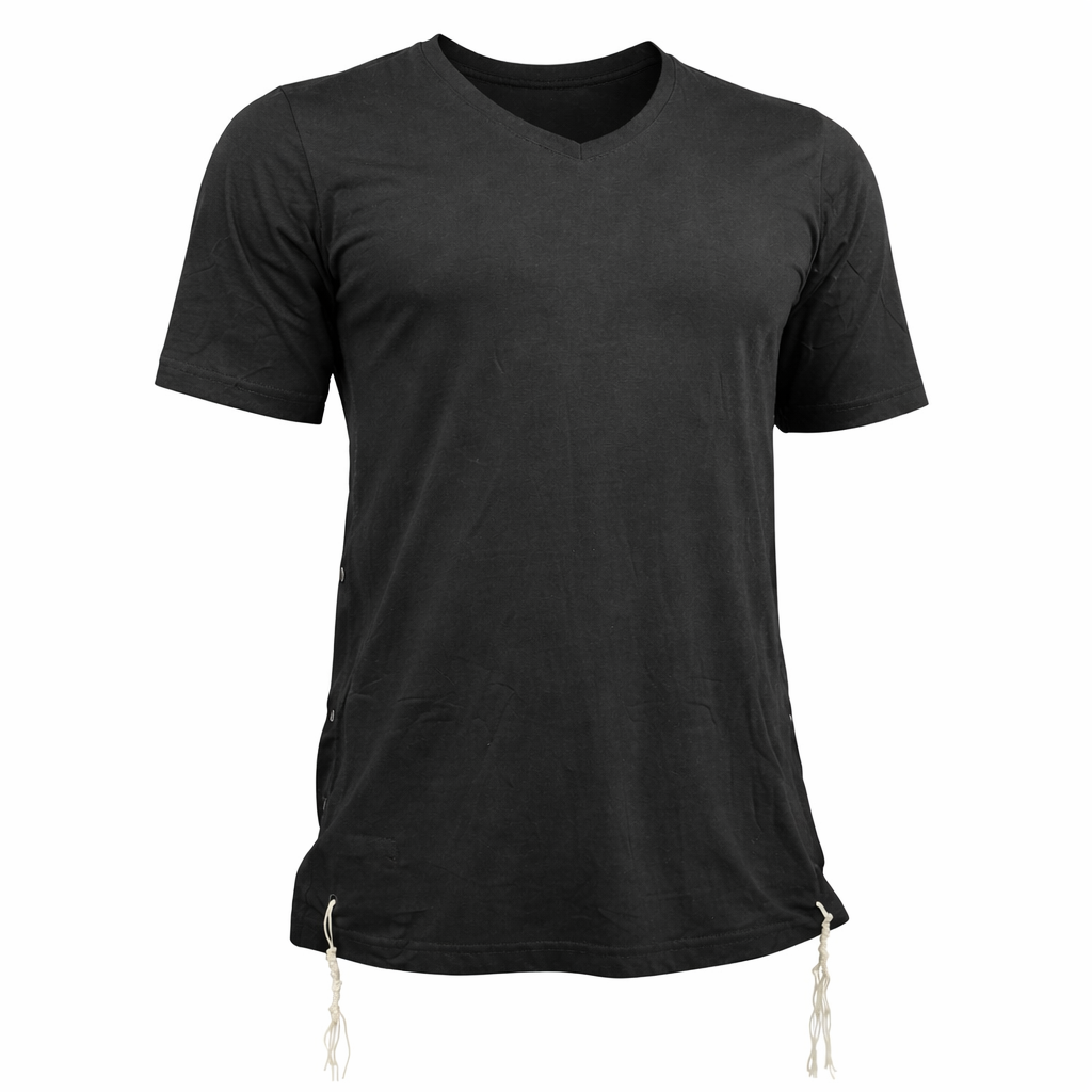 Men Tzitzit Cotton T-Shirt with Sleeves – Kosher Tallit Katan Shirt Made in Israel
