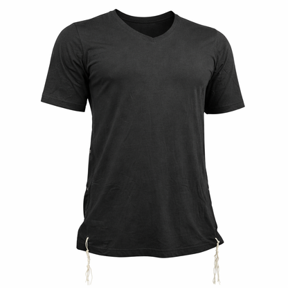 Men Tzitzit Cotton T-Shirt with Sleeves – Kosher Tallit Katan Shirt Made in Israel