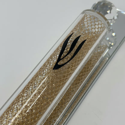 Crystal Mezuzah Case with Gold Design – Modern Jewish Door Mezuzah