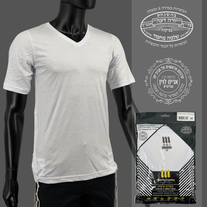 Pack of Men Tzitzit Cotton T-Shirt with Sleeves Ashkenazi Tallit Katan