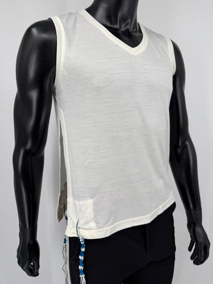 Wool V-Neck Tzitzit T-Shirt - Hand-spun