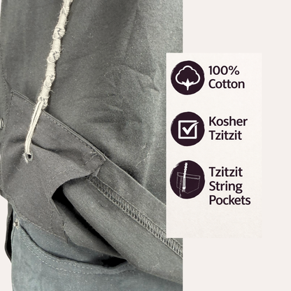 Pack of Men Tzitzit Cotton T-Shirt with Sleeves Ashkenazi Tallit Katan