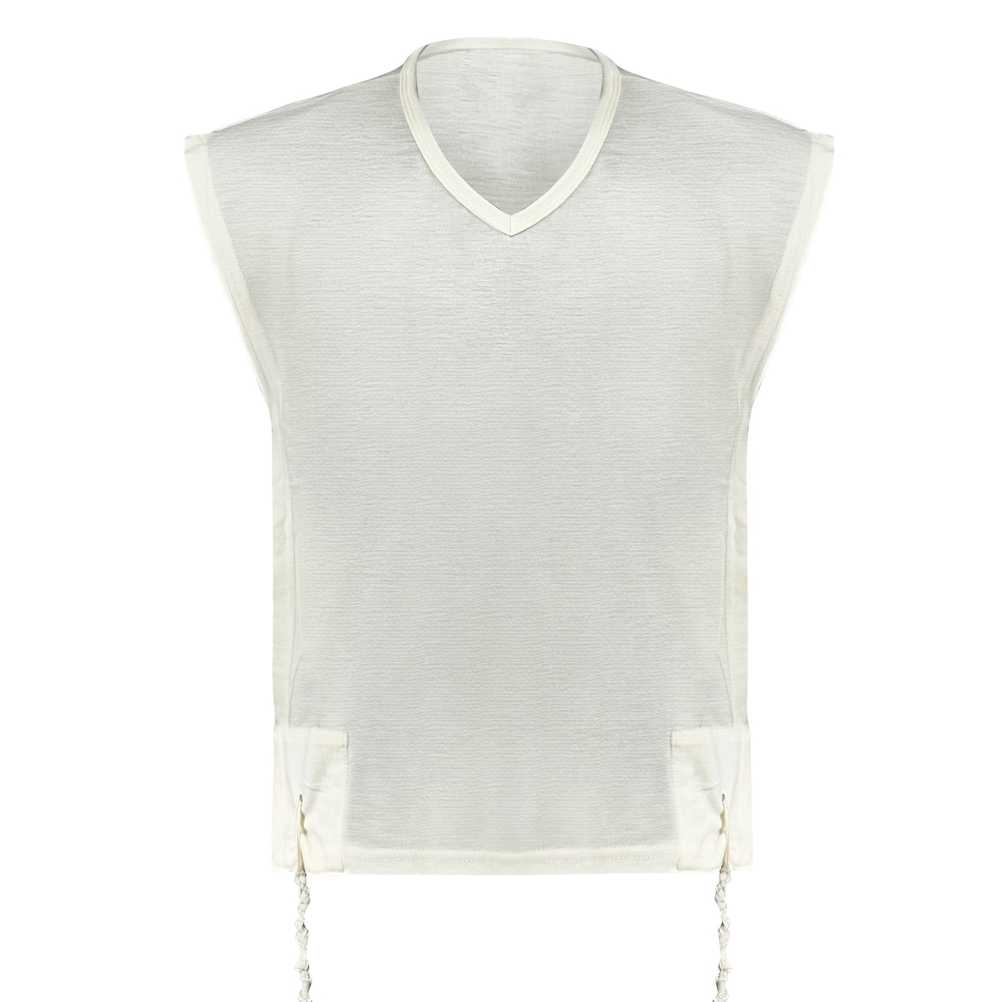 Wool V-Neck Tzitzit T-Shirt Sephardi - Hand-spun