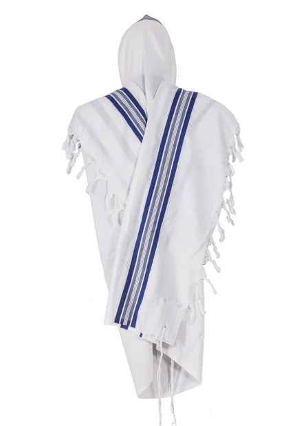 Wool Tallit Non Slip Tashbetz by Mishkan HaTekhelet Sephardic & Ashkenazi Tzitzit