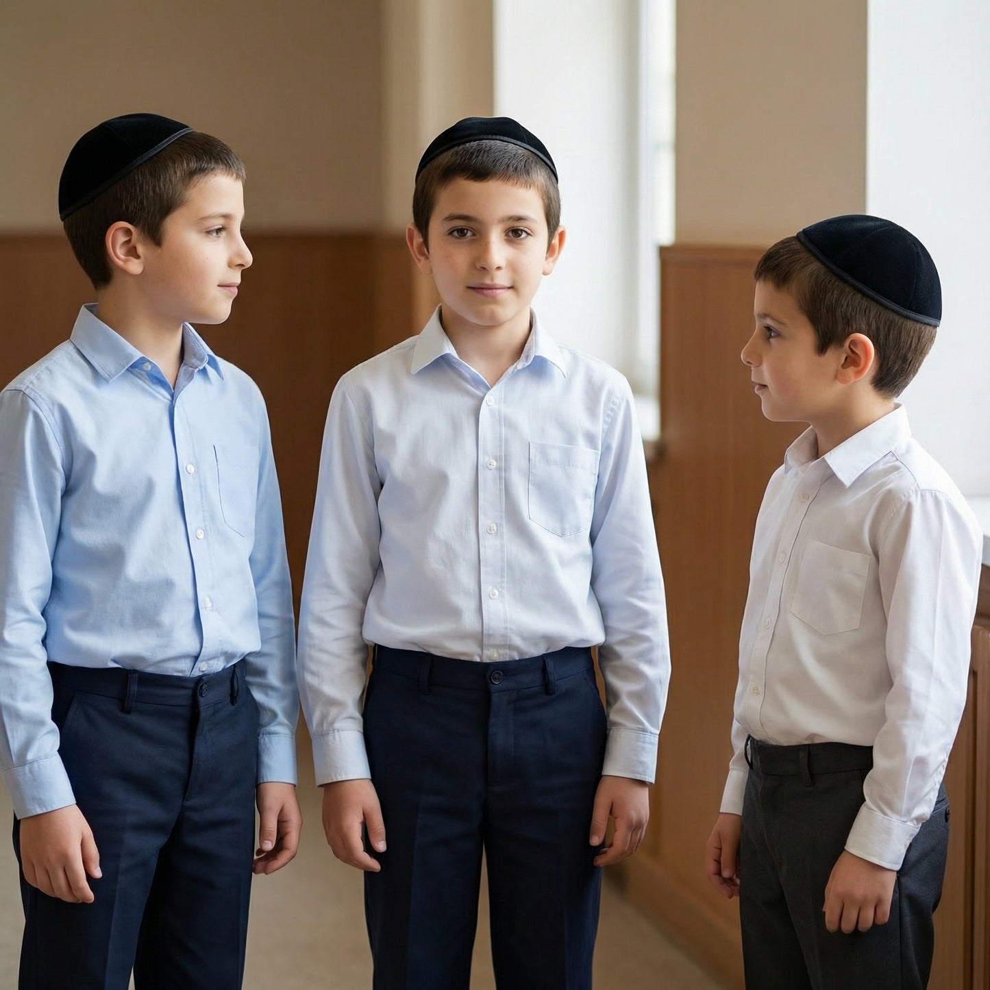 Black 6-Panel Kippah with Trim – Velvet or Plush Finish