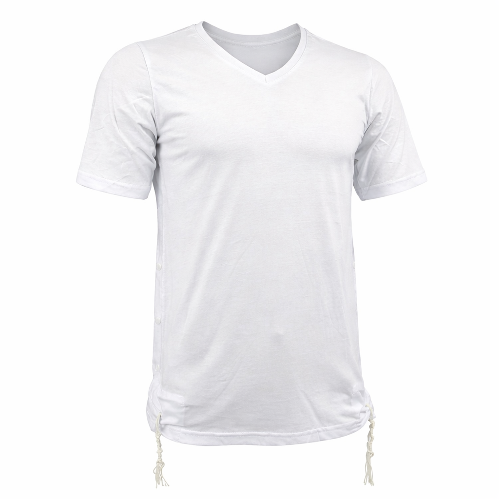 Men Tzitzit Cotton T-Shirt with Sleeves – Kosher Tallit Katan Shirt Made in Israel