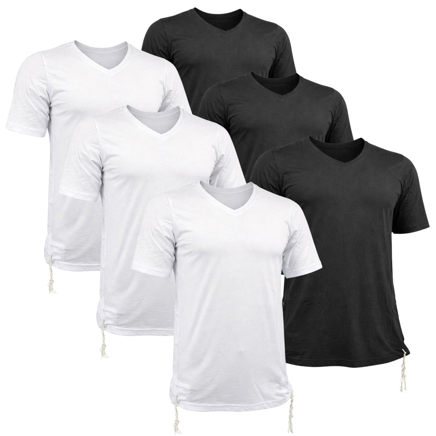 Pack of Men Tzitzit Cotton T-Shirt with Sleeves Ashkenazi Tallit Katan