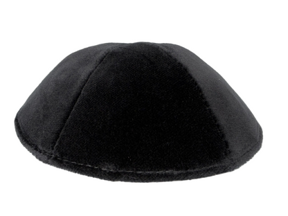 Black kippah on a white background