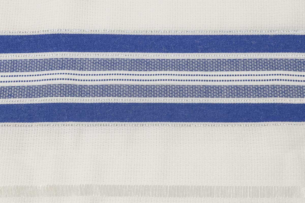 Wool Tallit Non Slip Tashbetz by Mishkan HaTekhelet Sephardic & Ashkenazi Tzitzit