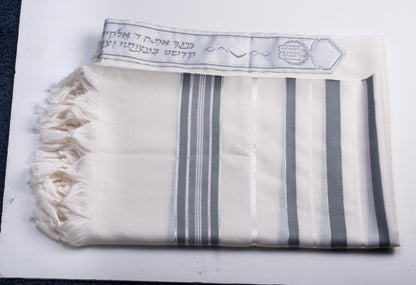 Wool Tallit Non Slip Tashbetz by Mishkan HaTekhelet Sephardic & Ashkenazi Tzitzit