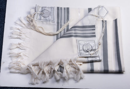 Wool Tallit Non Slip Tashbetz by Mishkan HaTekhelet Sephardic & Ashkenazi Tzitzit
