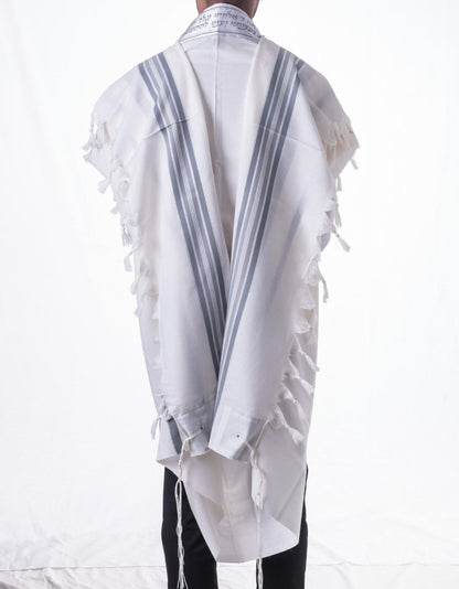 Wool Tallit Non Slip Tashbetz by Mishkan HaTekhelet Sephardic & Ashkenazi Tzitzit