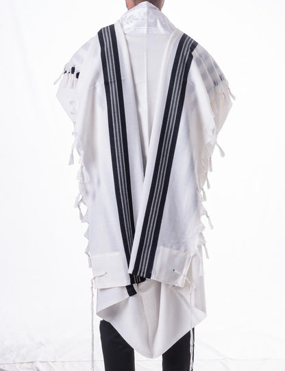Wool Tallit Non Slip Tashbetz by Mishkan HaTekhelet Sephardic & Ashkenazi Tzitzit