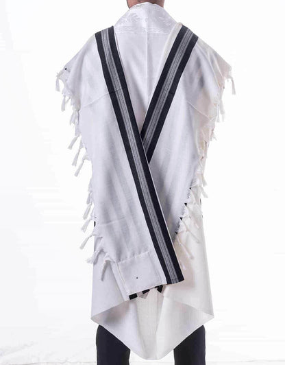 Mishkan HaTekhelet Peer Kal “Turkish Style” Lightweight Wool Tallit – Hand-Spun Ashkenazi Thick Tzitzit