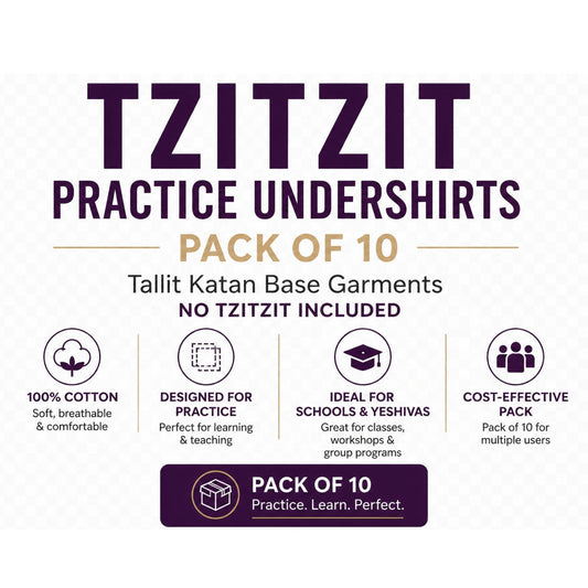 Tzitzit Practice Udershirts Pack of 10 – Cotton Tallit Katan for Learning (No Tzitzit)