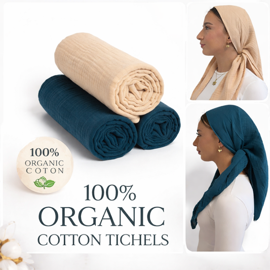 Organic Cotton Tichel for Women – Jewish Head Covering, Non-Slip Headscarf