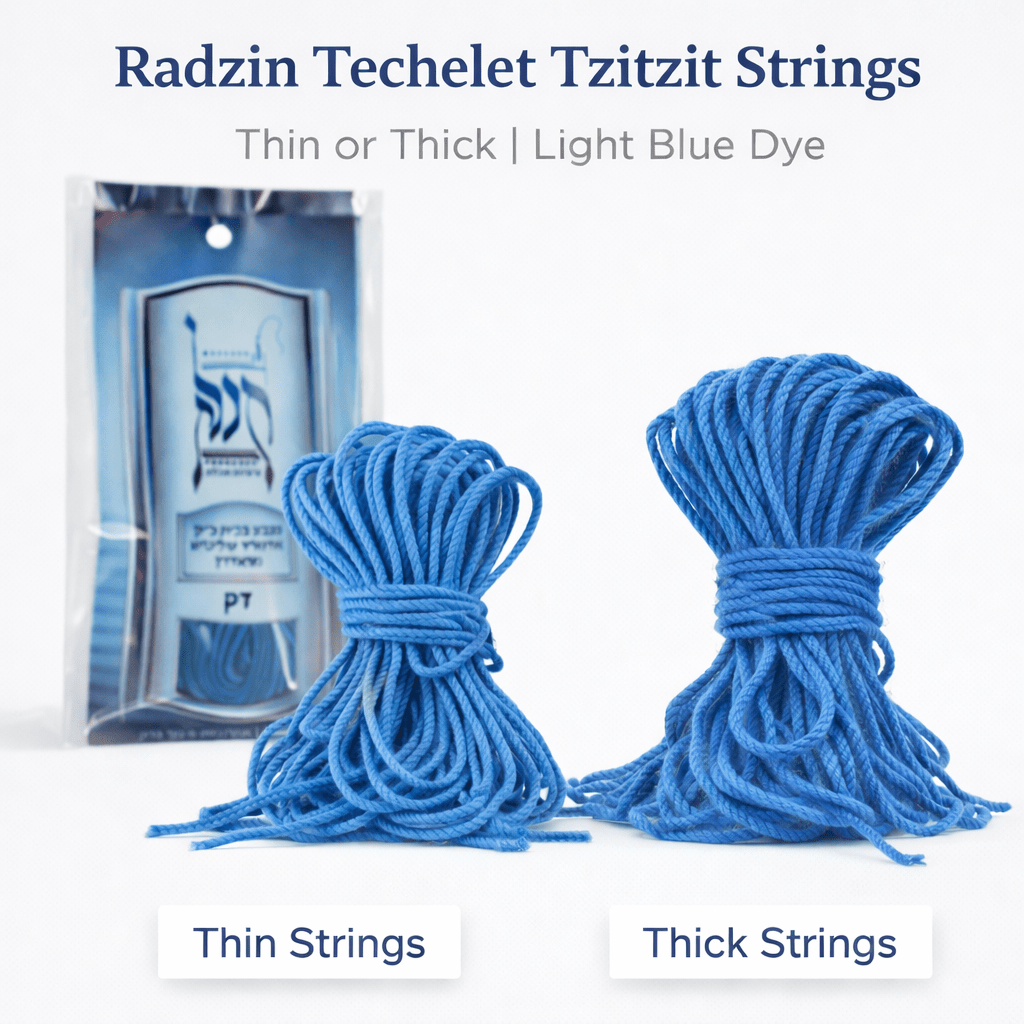 Radzin Techelet Tzitzit Strings – Thin or Thick | Light Blue Dye