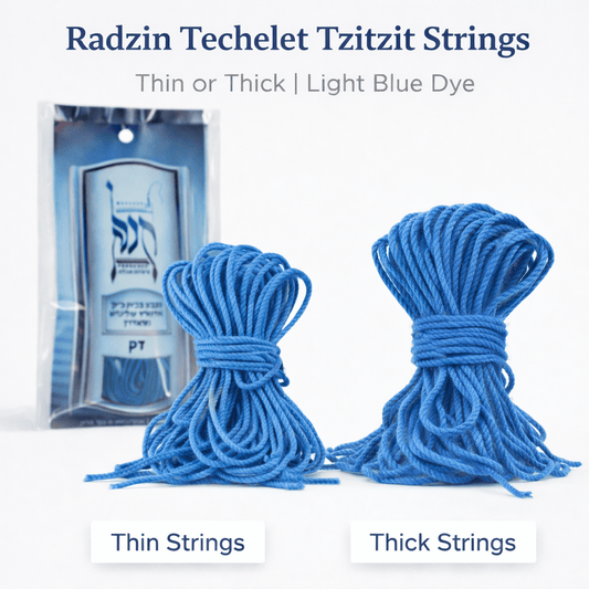 Radzin Techelet Tzitzit Strings – Thin or Thick | Light Blue Dye