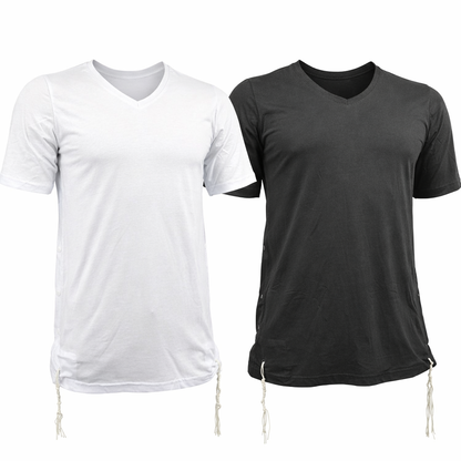 Pack of Men Tzitzit Cotton T-Shirt with Sleeves Ashkenazi Tallit Katan