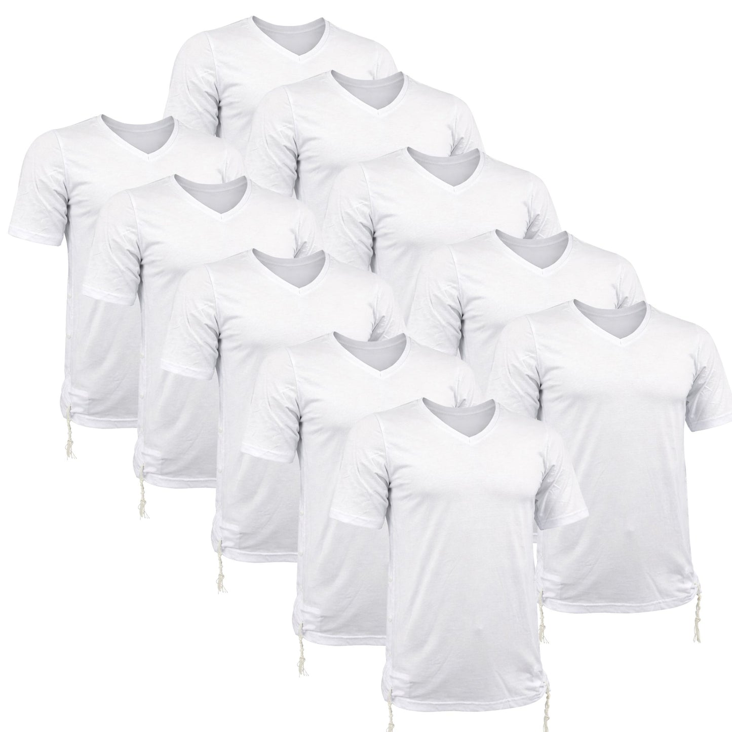 Pack of Men Tzitzit Cotton T-Shirt with Sleeves Ashkenazi Tallit Katan
