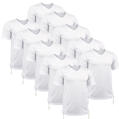 Pack of Men Tzitzit Cotton T-Shirt with Sleeves Ashkenazi Tallit Katan