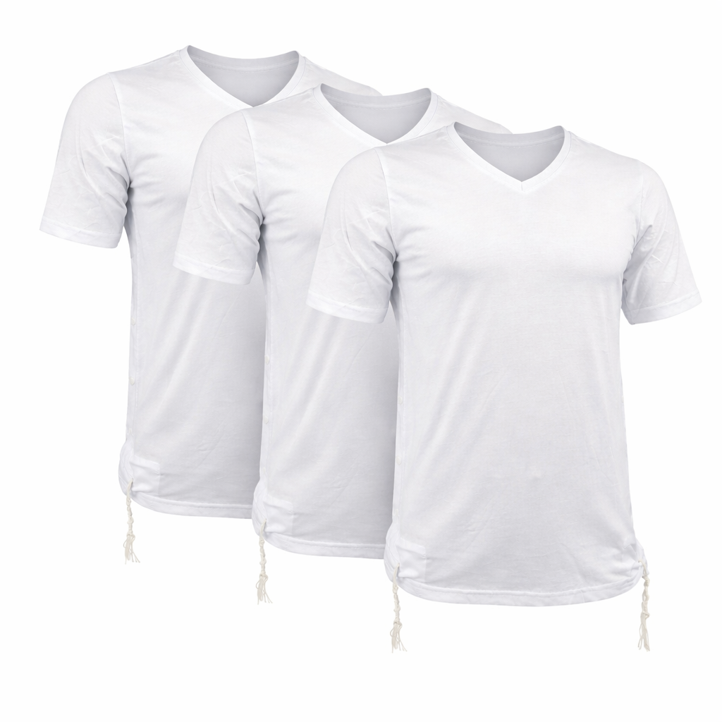 Pack of Men Tzitzit Cotton T-Shirt with Sleeves Ashkenazi Tallit Katan