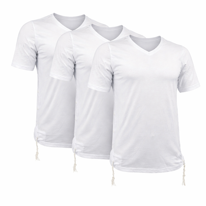 Pack of Men Tzitzit Cotton T-Shirt with Sleeves Ashkenazi Tallit Katan