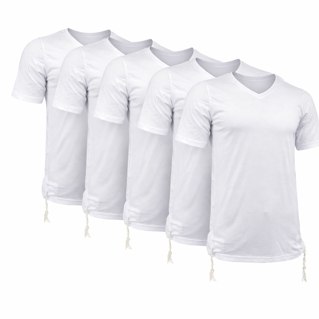 Pack of Men Tzitzit Cotton T-Shirt with Sleeves Ashkenazi Tallit Katan