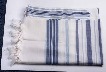 Modern Non Slip Blue Bareket Wool Tallit by Mishkan HaTekhelet with Thick Hand-Spun Sephardic Tzitzit