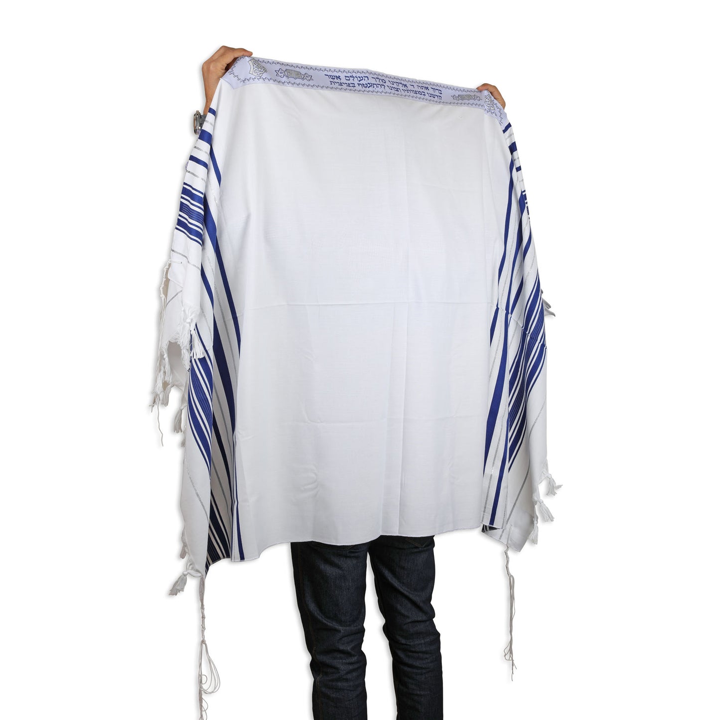 Wool Tallit  Smooth Wool AA Sephardi Hand Spun Thick Tzitzit