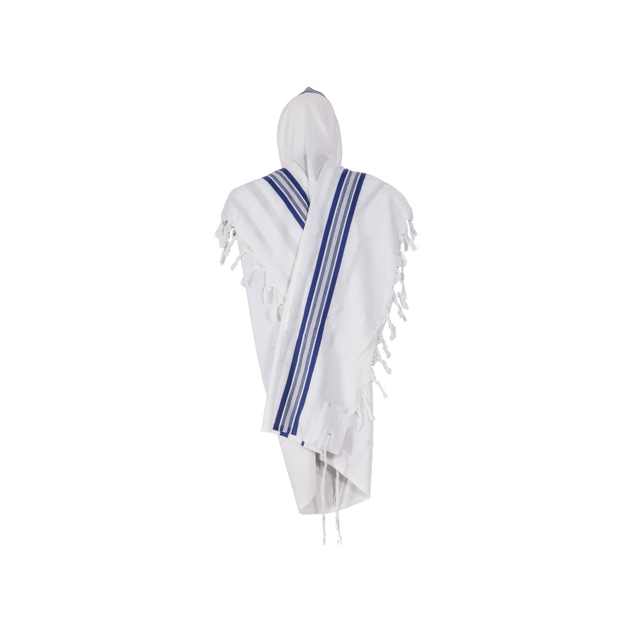 Mishkan HaTekhelet Tashbetz non-slip wool tallit with blue stripes
